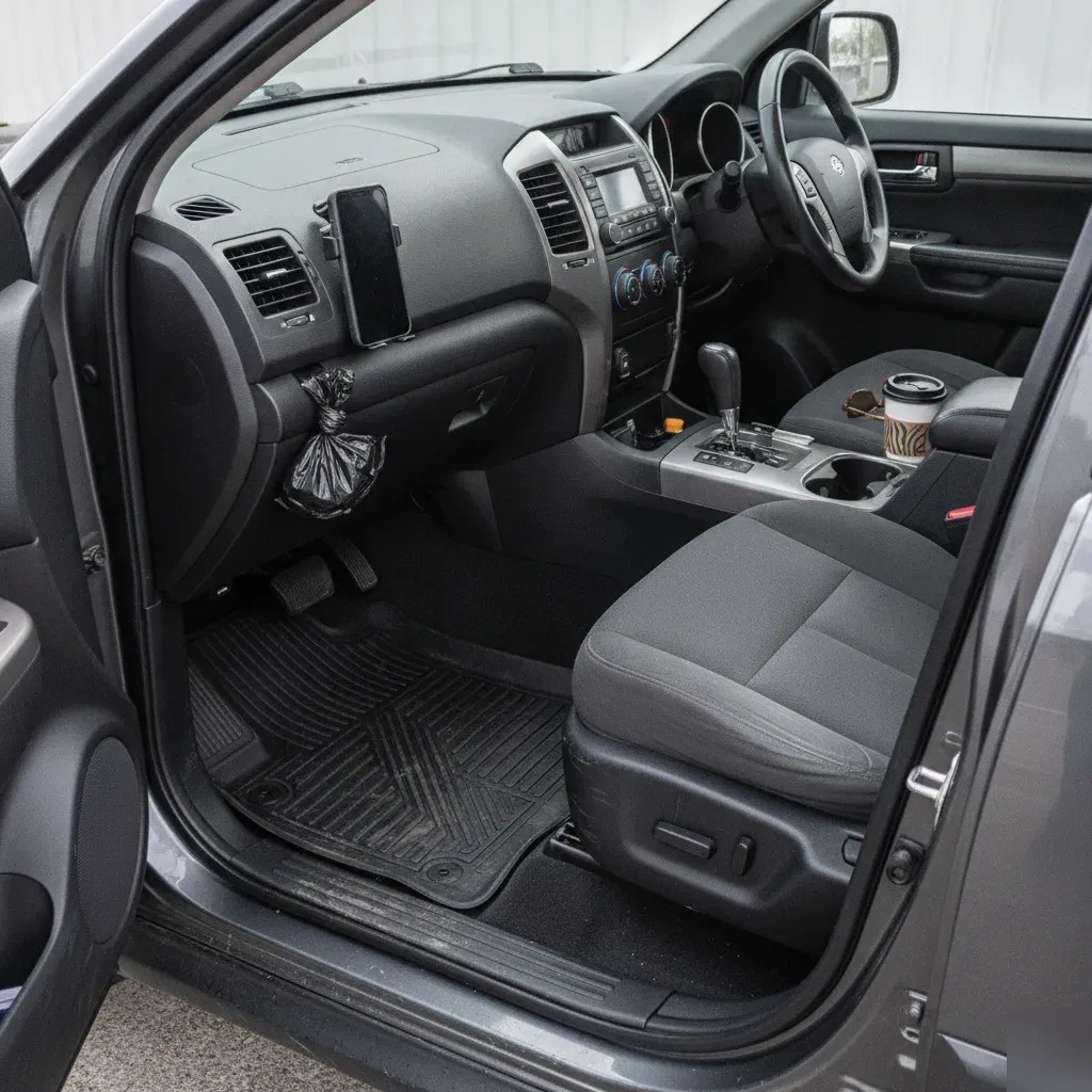Clean vacuumed SUV floor mats and carpet after interior detailing in Fort Worth