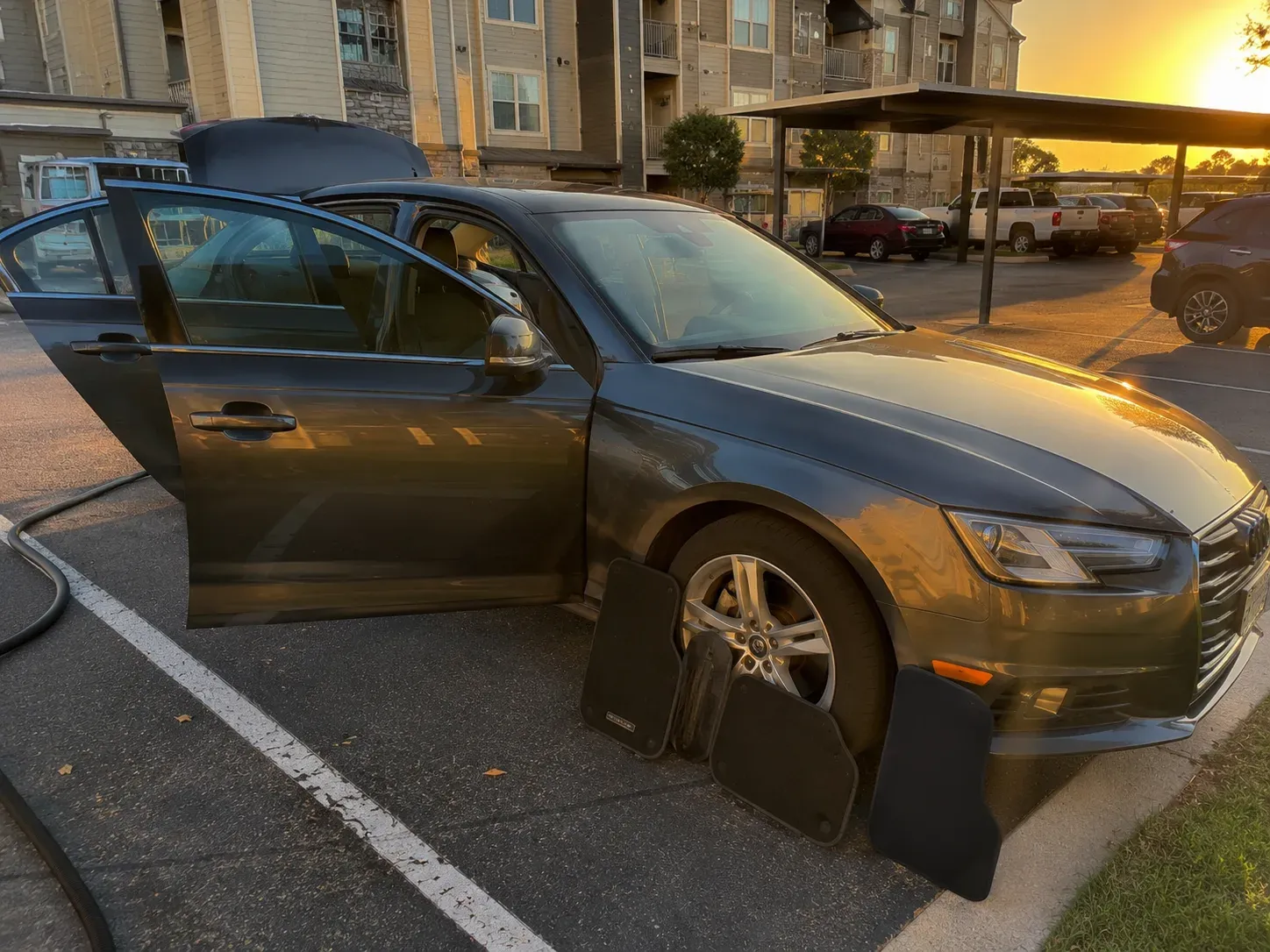 Full auto detail underway on a car parked in Irving